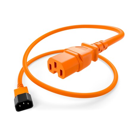 Unc Group Power Cord C14-C15, 15Amp, 14Awg, Sjt, 250V, Orange, 6Ft PWCD-C14C15-15A-06F-ORG